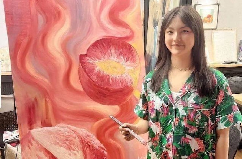 王诗龄晒画作，用色大胆栩栩如生，网友评价她一幅画值百万