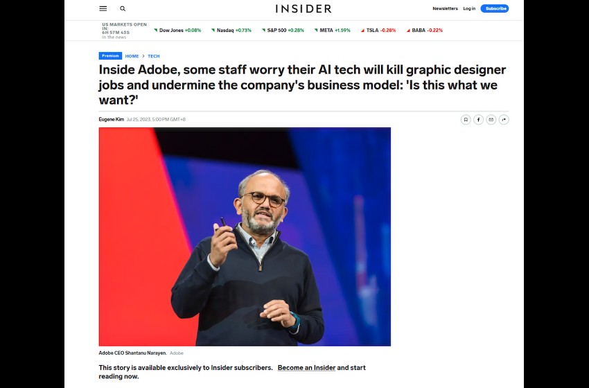 Adobe 全力冲刺生成式 AI，但员工担心公司将自掘坟墓