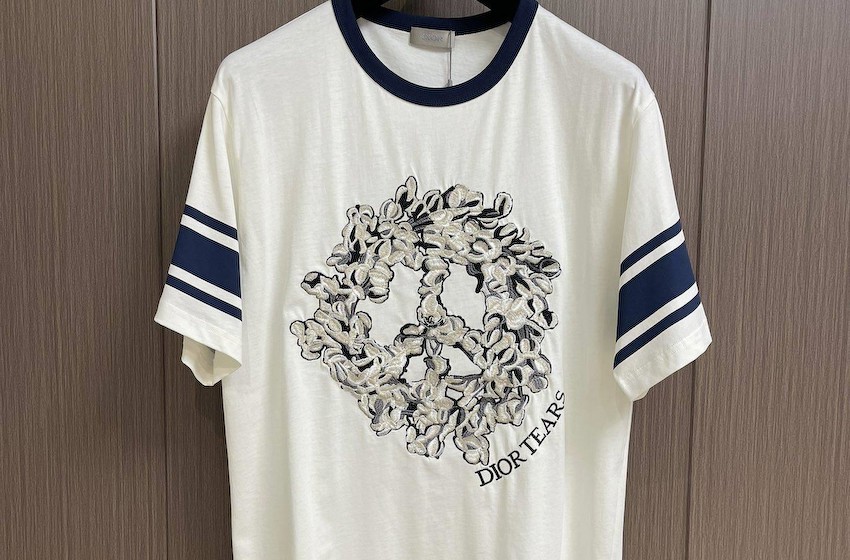 Dior 2023ss春夏新款花卉字母刺绣圆领短袖T恤