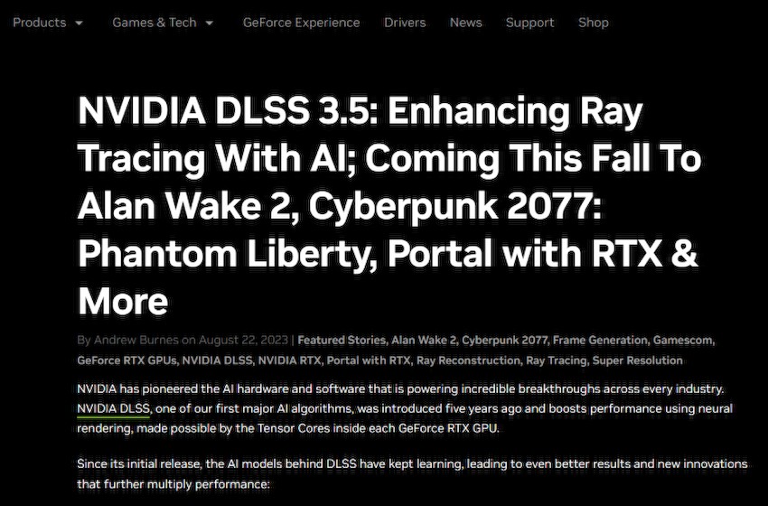 AI大战又开新篇：英伟达推出DLSS 3.5 AMD也将拉着微软出招