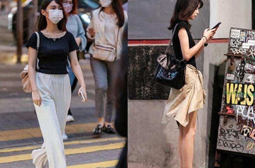 被香港女生街拍惊艳到：穿衣露肤，鞋穿低跟，减龄洋气又时髦