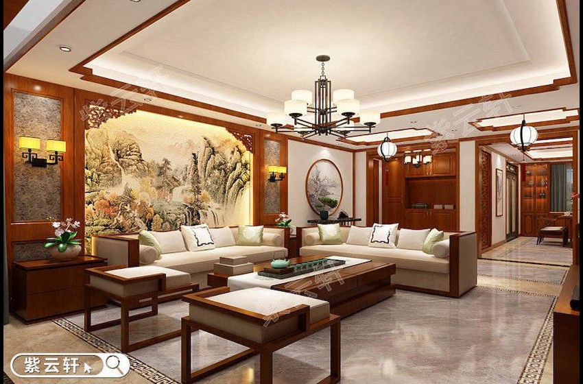 别墅客厅中式装修在茗香古韵中凸显传统家居的美妙